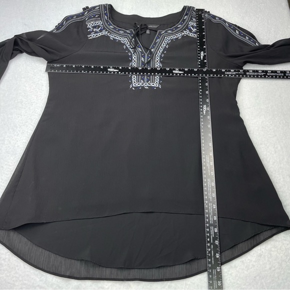 WHBM White House Black Market Tansy Boho Embroidered Blouse Womens 14P Petite - Picture 6 of 11